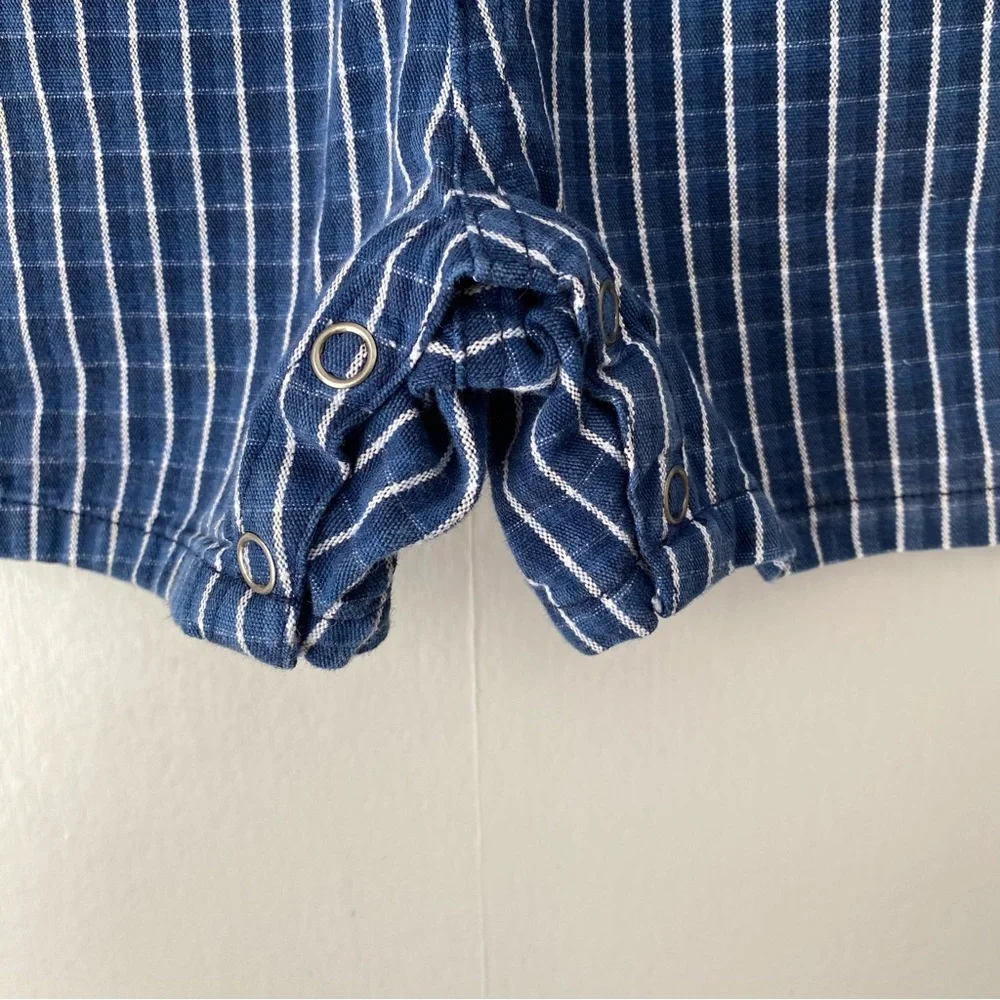Vintage Y2K Arizona Dark Blue Plaid Print 100% Cotton Shortalls 24M - Picture 5 of 11